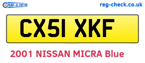 CX51XKF are the vehicle registration plates.
