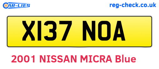 X137NOA are the vehicle registration plates.