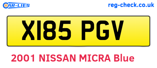 X185PGV are the vehicle registration plates.