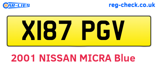 X187PGV are the vehicle registration plates.
