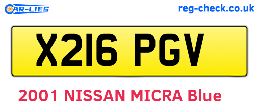 X216PGV are the vehicle registration plates.