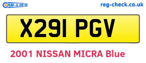 X291PGV are the vehicle registration plates.
