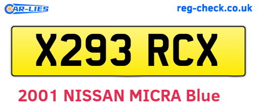 X293RCX are the vehicle registration plates.