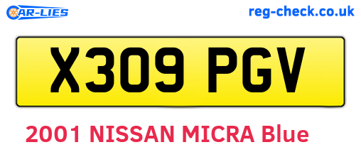 X309PGV are the vehicle registration plates.