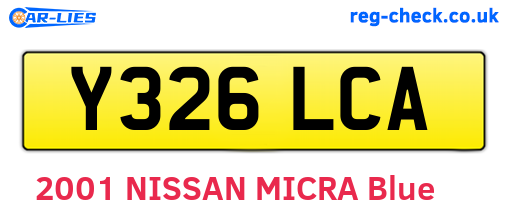 Y326LCA are the vehicle registration plates.