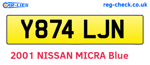 Y874LJN are the vehicle registration plates.