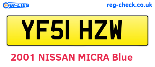 YF51HZW are the vehicle registration plates.