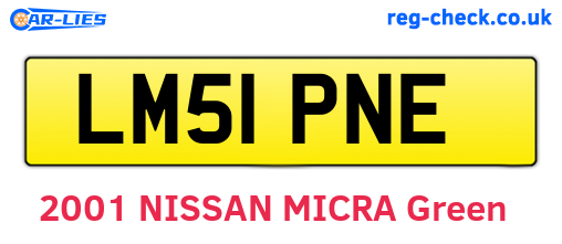 LM51PNE are the vehicle registration plates.