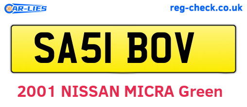 SA51BOV are the vehicle registration plates.