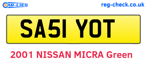 SA51YOT are the vehicle registration plates.