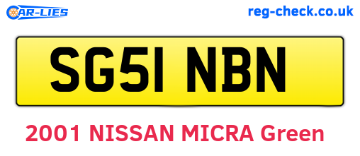 SG51NBN are the vehicle registration plates.