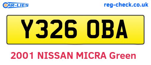 Y326OBA are the vehicle registration plates.