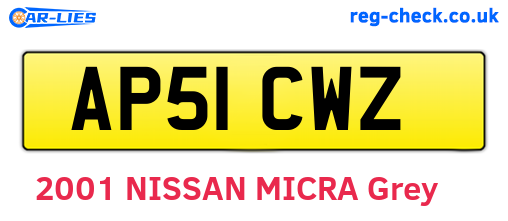 AP51CWZ are the vehicle registration plates.