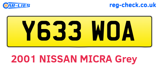 Y633WOA are the vehicle registration plates.