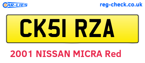 CK51RZA are the vehicle registration plates.
