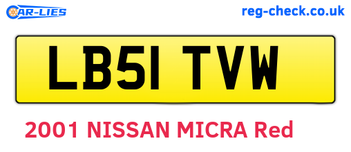 LB51TVW are the vehicle registration plates.