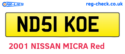 ND51KOE are the vehicle registration plates.