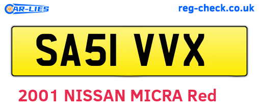 SA51VVX are the vehicle registration plates.