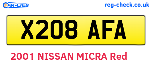 X208AFA are the vehicle registration plates.