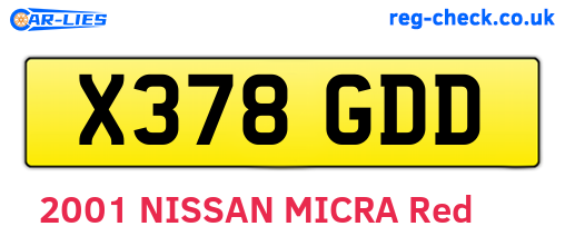 X378GDD are the vehicle registration plates.