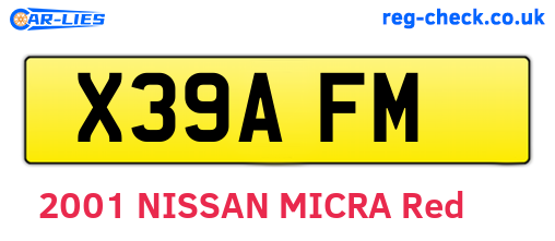 X39AFM are the vehicle registration plates.