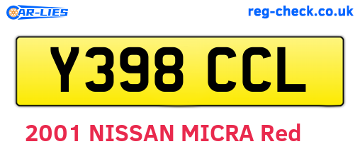 Y398CCL are the vehicle registration plates.