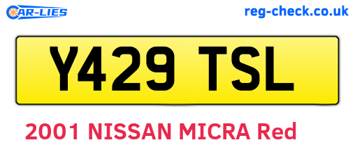 Y429TSL are the vehicle registration plates.