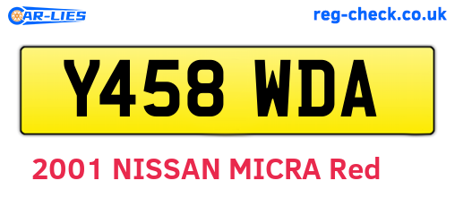 Y458WDA are the vehicle registration plates.