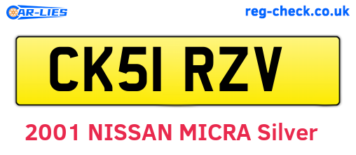 CK51RZV are the vehicle registration plates.