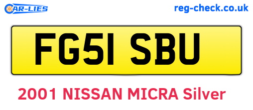 FG51SBU are the vehicle registration plates.