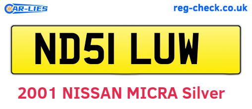 ND51LUW are the vehicle registration plates.