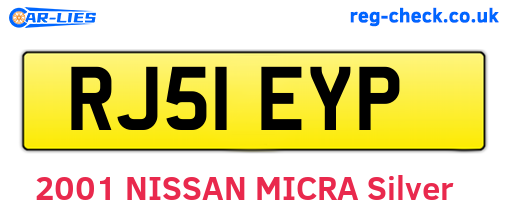 RJ51EYP are the vehicle registration plates.