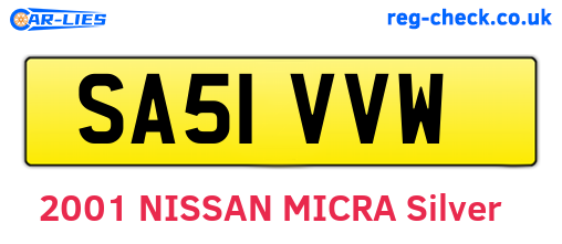 SA51VVW are the vehicle registration plates.