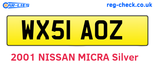 WX51AOZ are the vehicle registration plates.