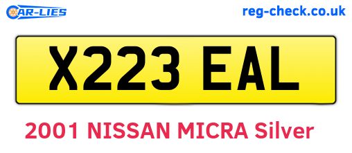 X223EAL are the vehicle registration plates.