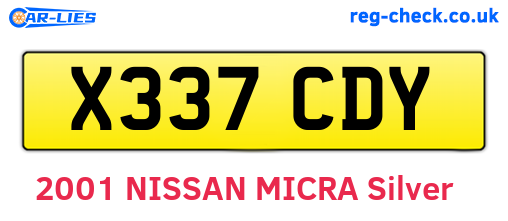 X337CDY are the vehicle registration plates.
