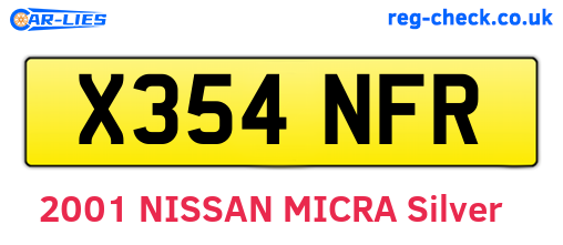 X354NFR are the vehicle registration plates.