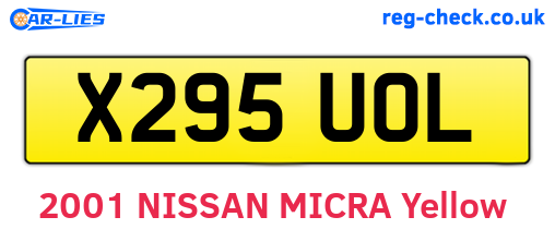 X295UOL are the vehicle registration plates.
