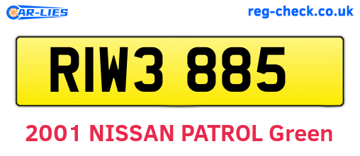 RIW3885 are the vehicle registration plates.