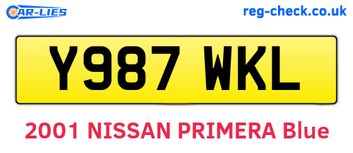 Y987WKL are the vehicle registration plates.