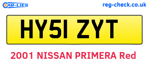 HY51ZYT are the vehicle registration plates.
