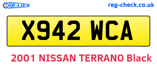 X942WCA are the vehicle registration plates.