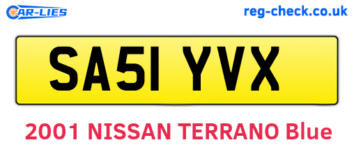 SA51YVX are the vehicle registration plates.