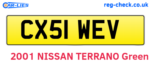 CX51WEV are the vehicle registration plates.