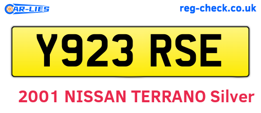 Y923RSE are the vehicle registration plates.