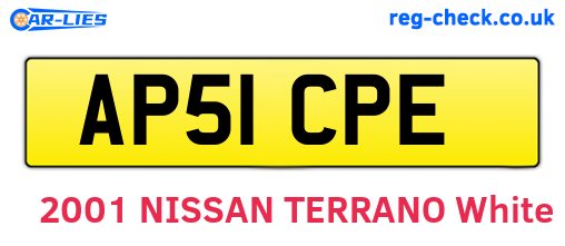 AP51CPE are the vehicle registration plates.