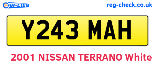 Y243MAH are the vehicle registration plates.