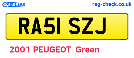 RA51SZJ are the vehicle registration plates.