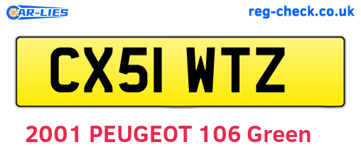 CX51WTZ are the vehicle registration plates.