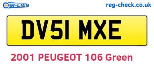 DV51MXE are the vehicle registration plates.
